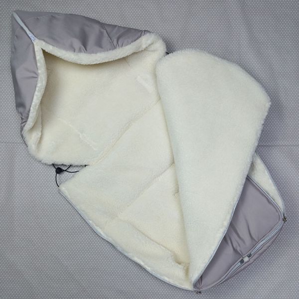 Теплый конверт для коляски и санок светло-серый