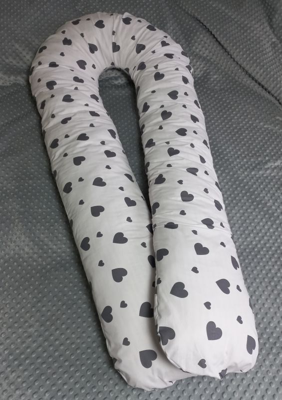 Подушка для комфортного сну кожної людини та вагітних жінок "Серця на білому фоні"