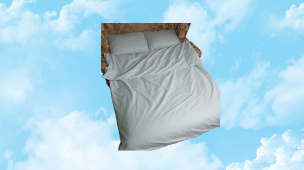 Постільний комплект у ліжко з Страйп Сатину (м'ята ), під замовлення.