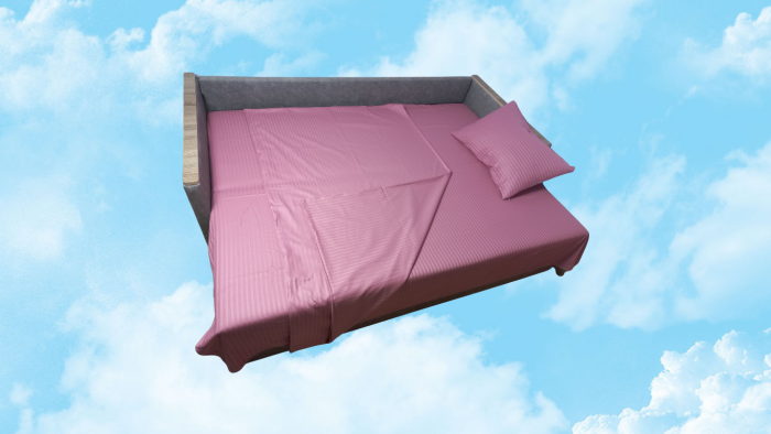 Постільний комплект у ліжко з Страйп Сатину кольору "Пильна роза", під замовлення.